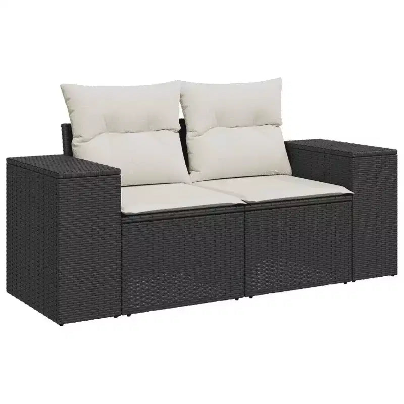 vidaXL Salon de jardin Noir,Blanc crème