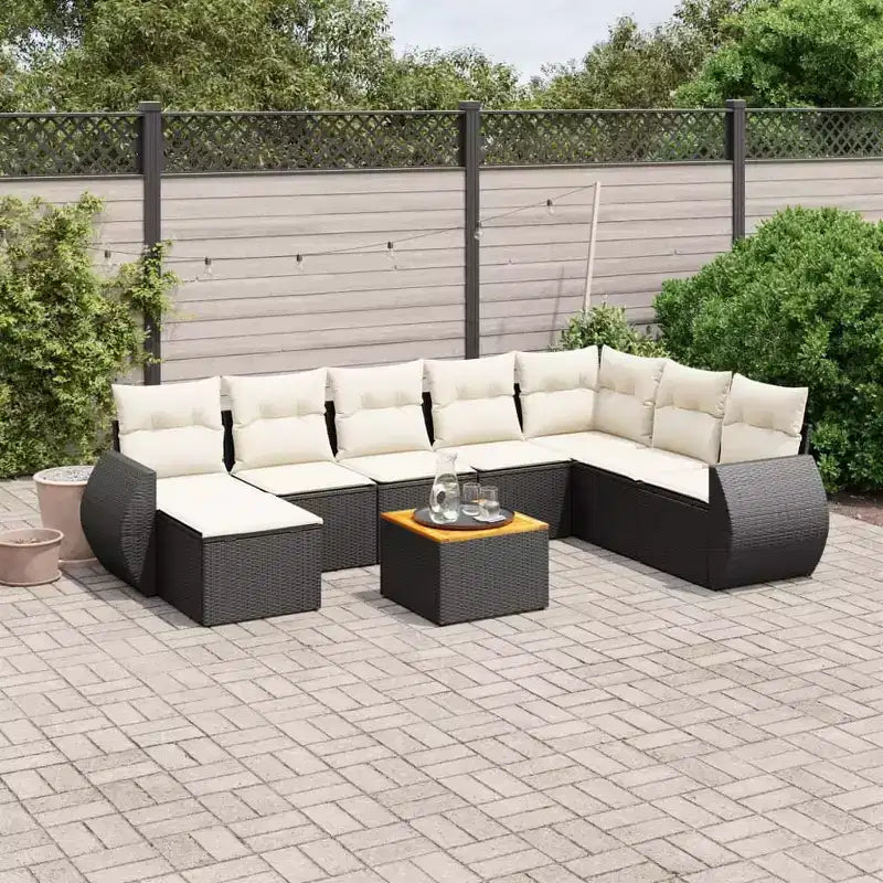 vidaXL Salon de jardin noir et crème