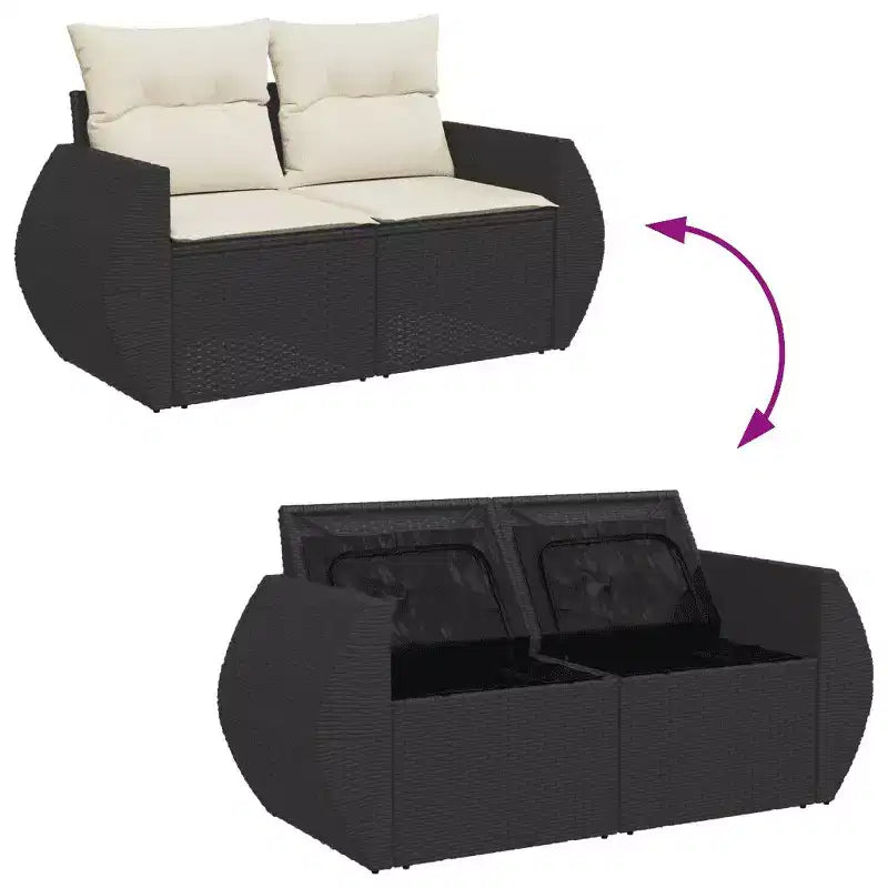 vidaXL Salon de jardin noir et crème
