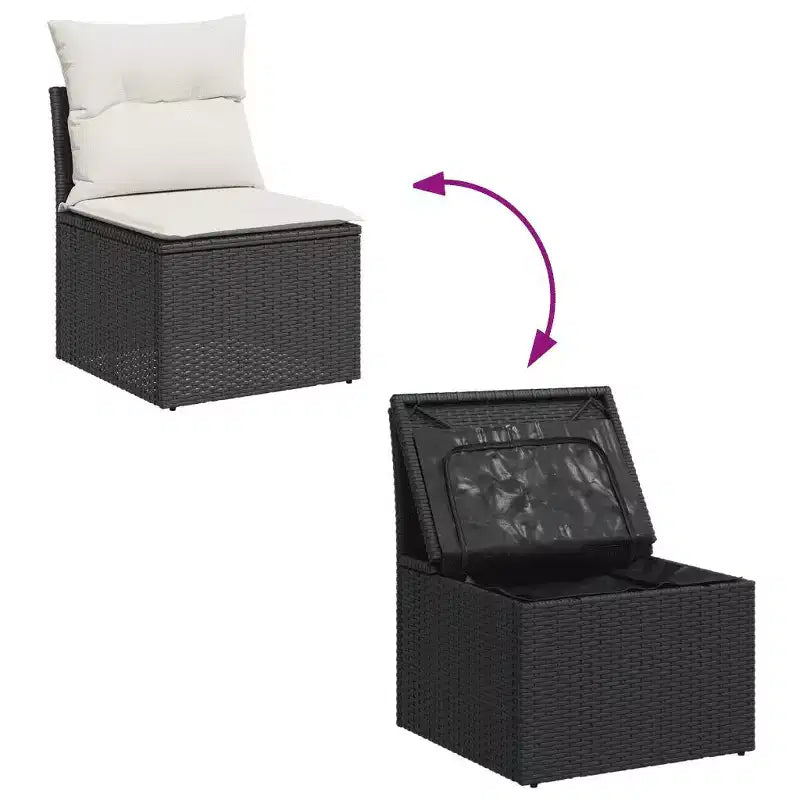 vidaXL Salon de jardin noir et crème