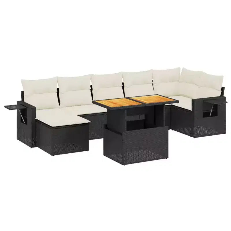 vidaXL Garden Sofa Set Black PE rattan Large Modular Garden Sofa Set
