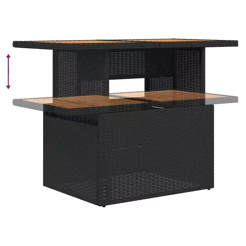 vidaXL Salon de jardin noir en résine tressée Grand salon de jardin modulable