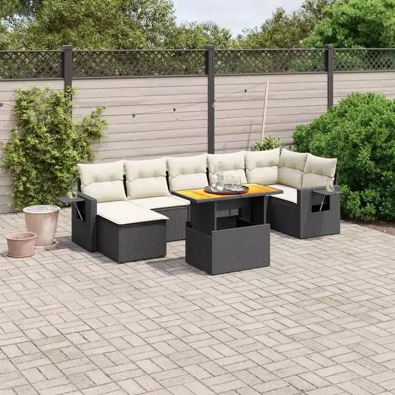 vidaXL Salon de jardin noir en résine tressée Grand salon de jardin modulable