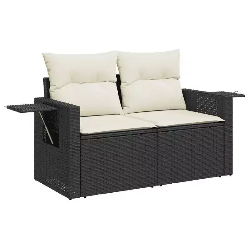 vidaXL Salon de jardin noir en résine tressée Grand salon de jardin modulable