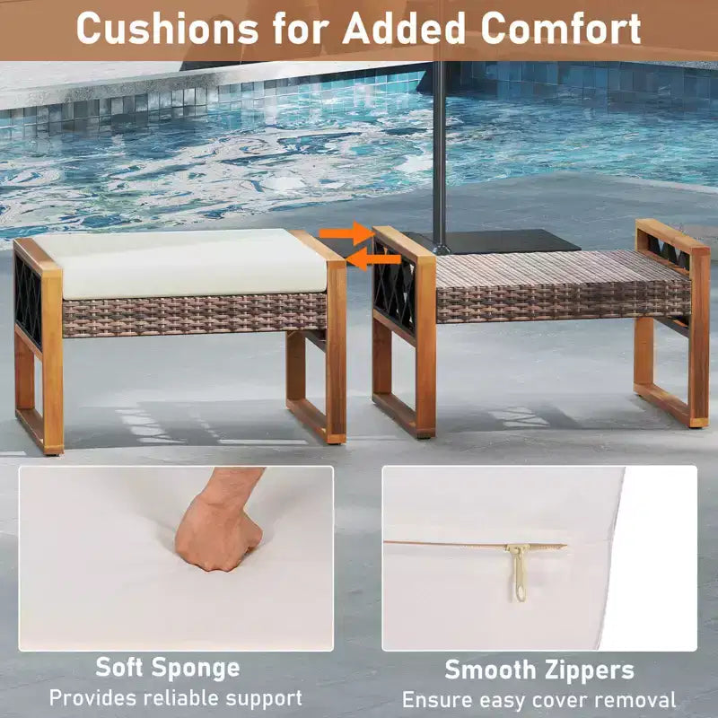 Costway Salon de Jardin 7 Pièces en Résine Tressée avec Ottomans, Coussins et Tables Canapé Fauteuil