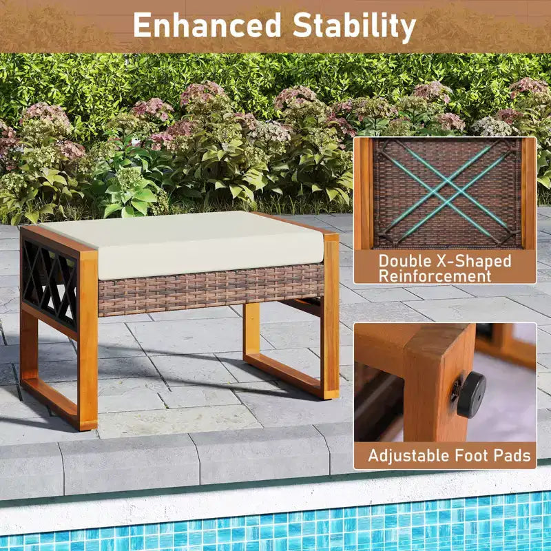 Costway Salon de Jardin 7 Pièces en Résine Tressée avec Ottomans, Coussins et Tables Canapé Fauteuil