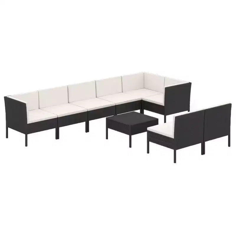 vidaXL Garden Lounge Set Patio Sectional Sofa Couch Outdoor Poly Rattan Brown