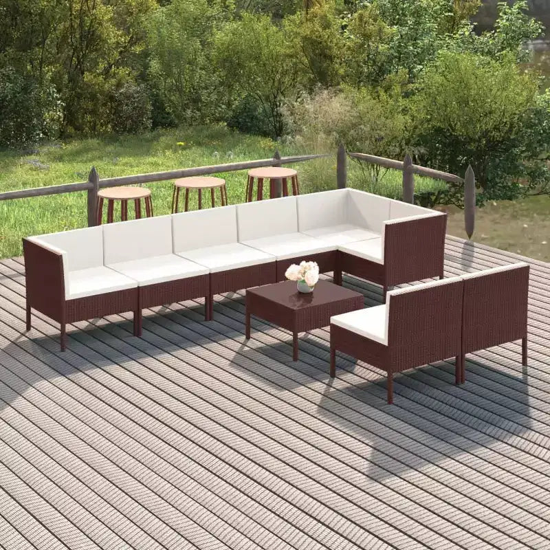vidaXL Salon de jardin canapé sectionnel en rotin synthétique marron pour terrasse et extérieur
