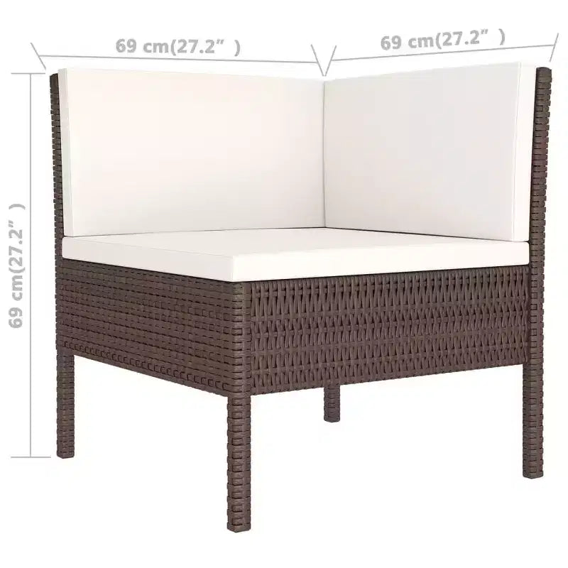 vidaXL Salon de jardin canapé sectionnel en rotin synthétique marron pour terrasse et extérieur