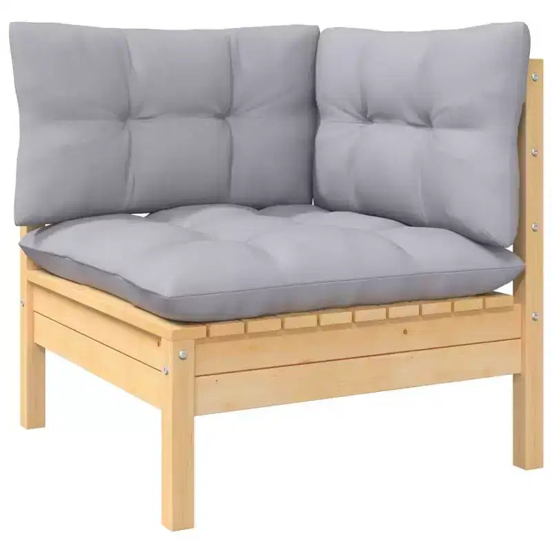 vidaXL Salon de jardin gris Bois de pin massif, tissu (100 % polyester)