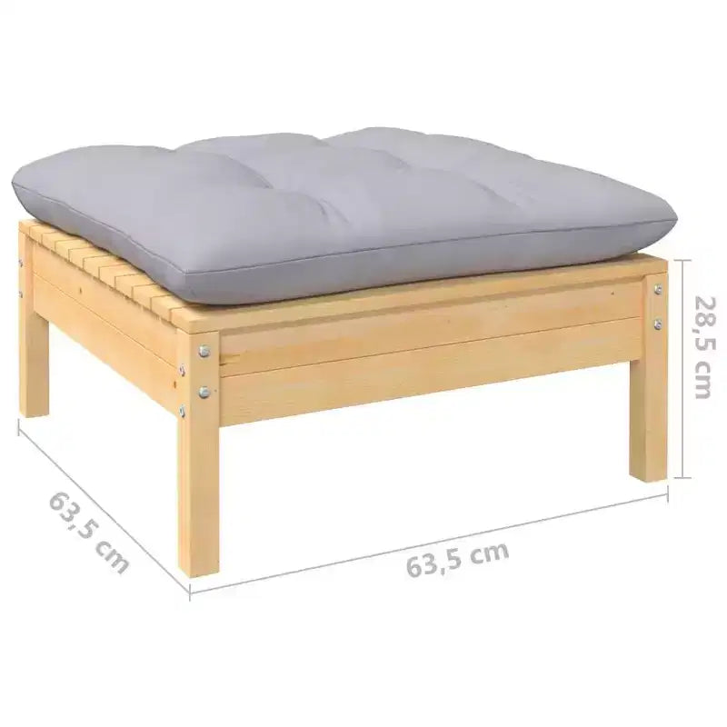 vidaXL Salon de jardin gris Bois de pin massif, tissu (100 % polyester)