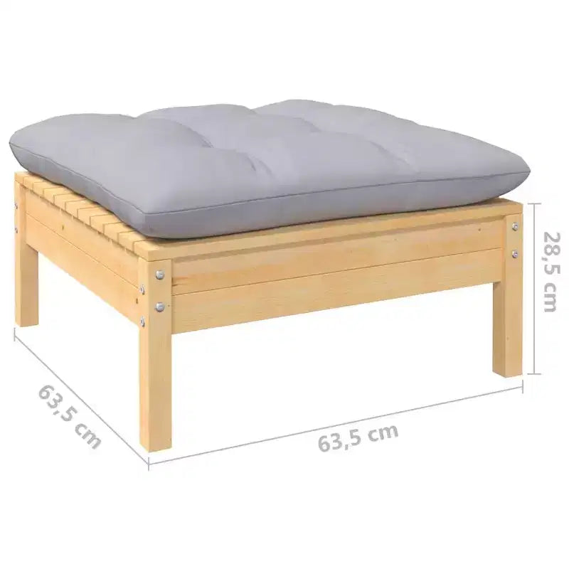 vidaXL Salon de jardin gris Bois de pin massif, tissu (100 % polyester)