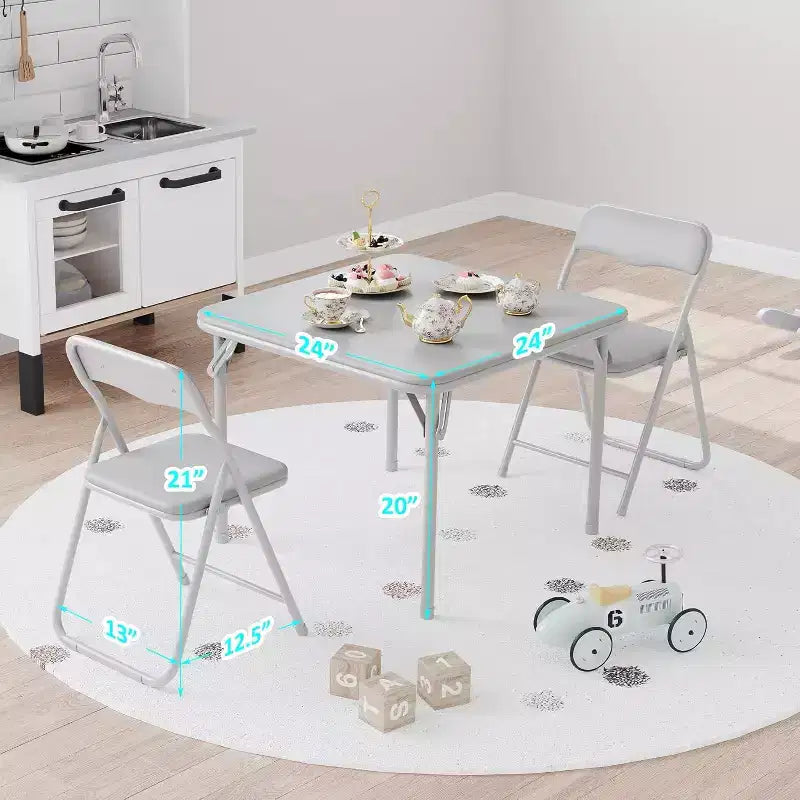 Ensemble table et deux chaises pliantes pour enfants, avec coussins en PU, facile à ranger, idéal pour les repas, la lecture et les jeux des enfants.