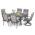 HAPPATIO 7 Piece Patio Dining Set,Outdoor Dining Set,2 Swivel Dining Chairs,4 Leg Dining Chairs,Textilene Furniture Set for Patio,Yard,Pool