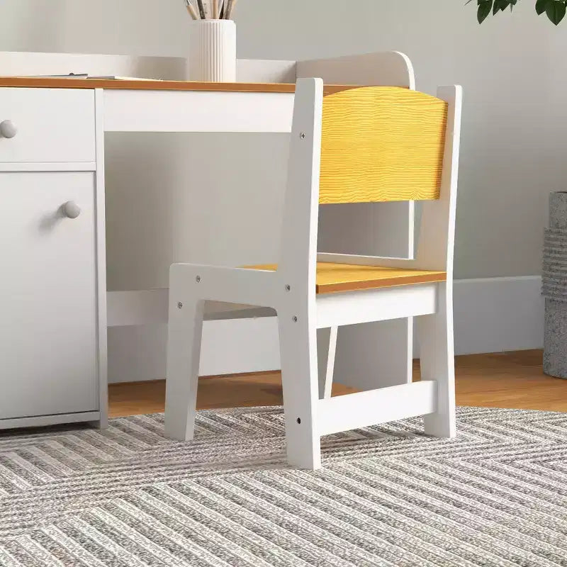 Ensemble table et 2 chaises Whisen pour enfants avec tiroir de rangement, MDF sûr, montage facile, idéal pour les devoirs et les jeux - Blanc
