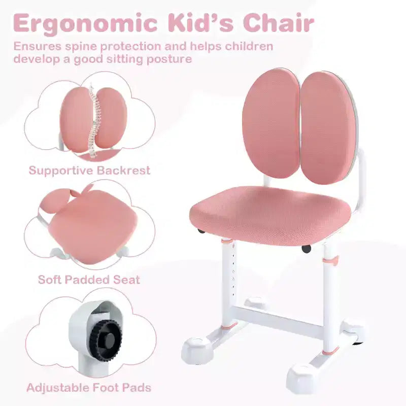 Ensemble bureau et chaise d'étude pour enfants Costway avec plateau inclinable, porte-stylo et plateau, support de lecture bleu/gris