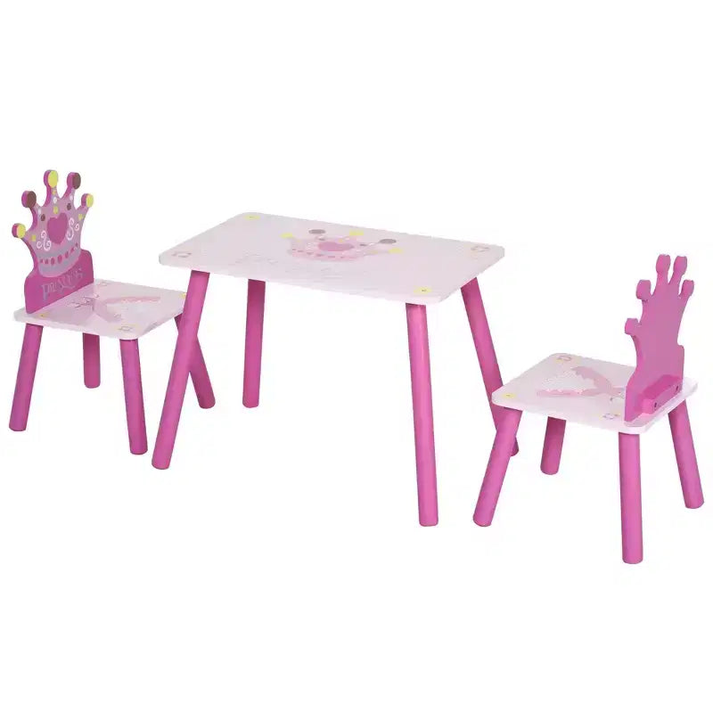 Ensemble table et chaises Whisen Kids, ensemble de bureau pour tout-petits avec table en MDF et pin, conception sécurisée avec bords arrondis – Rose