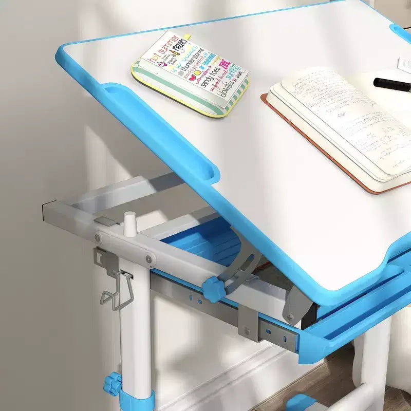 Ensemble bureau et chaises réglables pour enfants Whisen, ensemble ergonomique table et chaise avec tiroir de rangement - Bleu