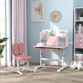 Whisen Kids Desk Set, Adjustable Kids and Ergonomic Study Desk and Chair Set with Tilting Tabletop - Pink