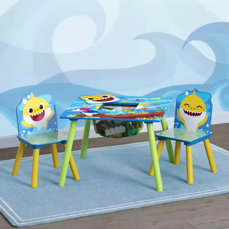 Table et 2 chaises pour enfants Baby Shark de Delta Children avec rangement