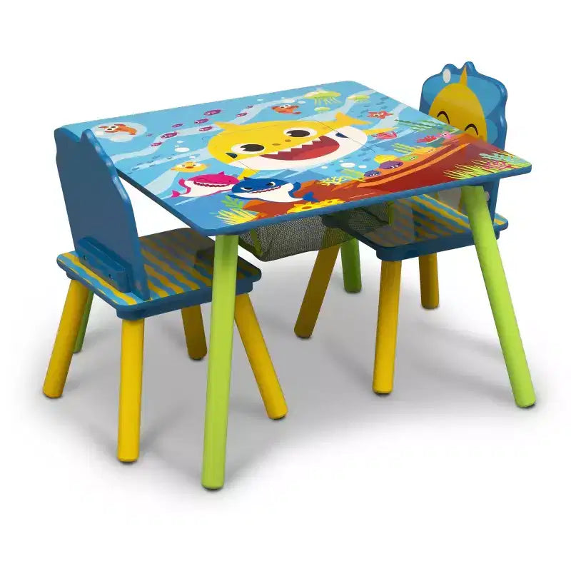 Table et 2 chaises pour enfants Baby Shark de Delta Children avec rangement