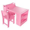 COZONY Kids Art Table and Chairs Set, Wooden Craft Desk with Storage Shelves for Toddlers, Children's Activity Table for Home Classroom Daycare
