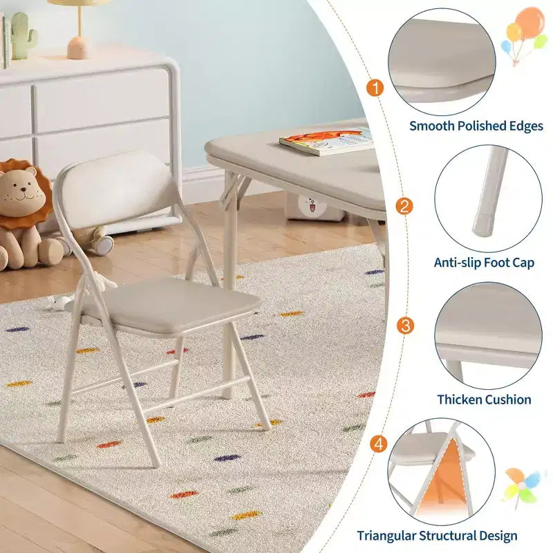 Ensemble table et chaises pliantes pour enfants GustoWave, ensemble table et chaises d'activités pour garçons et filles