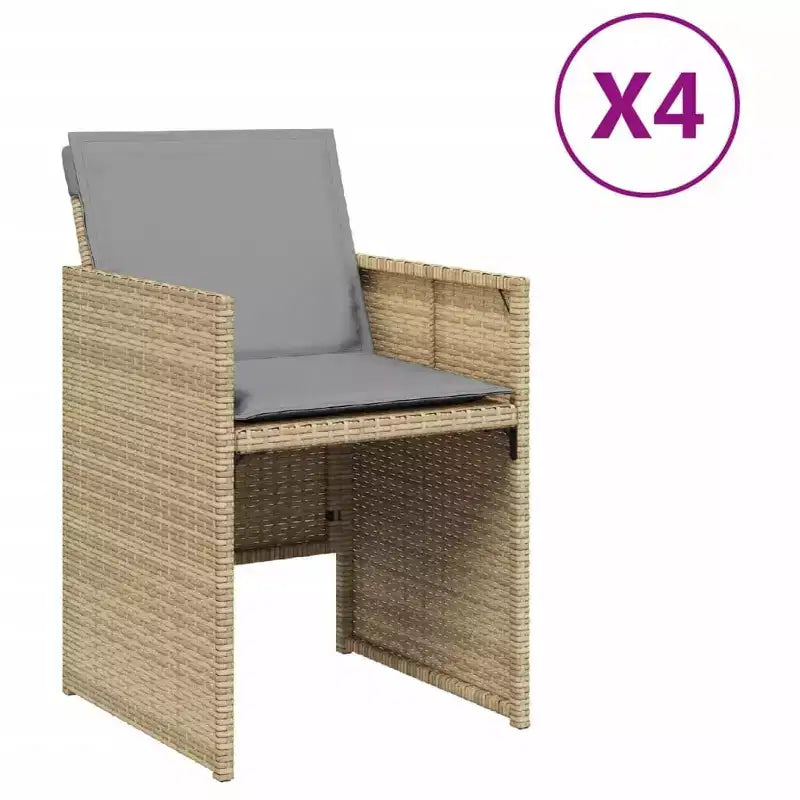 vidaXL Patio Chairs with Cushions 4 pcs Mix Beige Poly Rattan