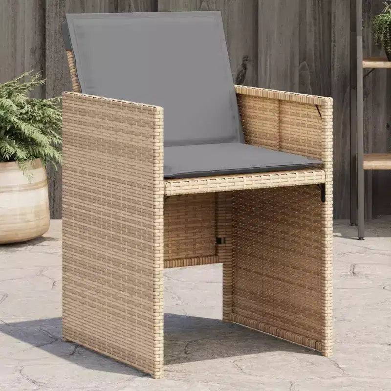 vidaXL Chaises de jardin avec coussins 4 pcs Résine tressée mélange beige
