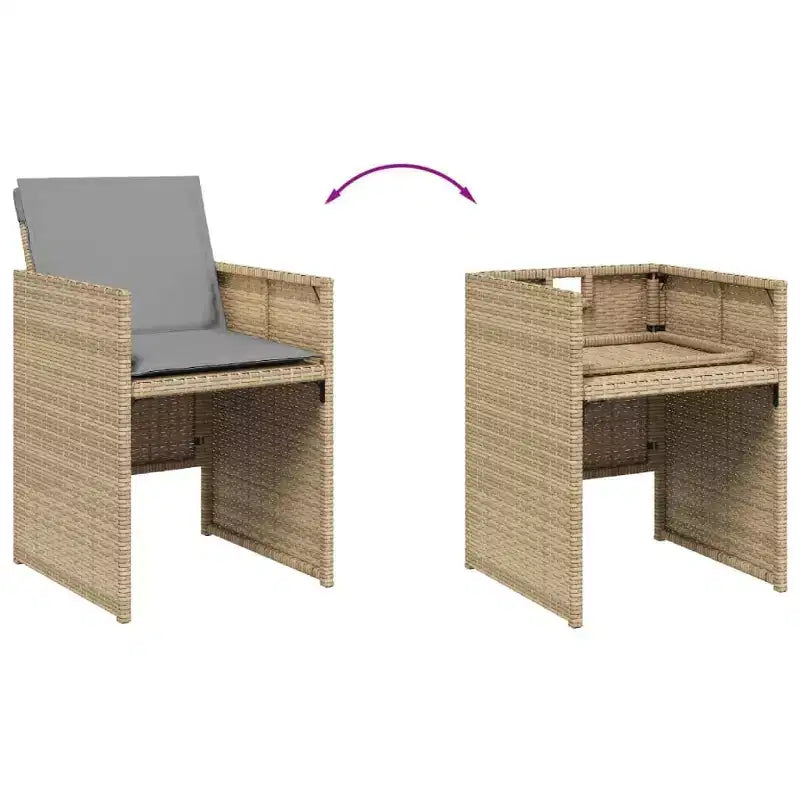 vidaXL Chaises de jardin avec coussins 4 pcs Résine tressée mélange beige