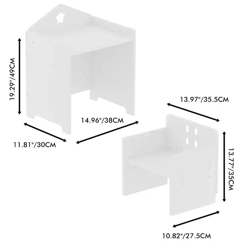 Table et chaise de sevrage Montessori Whisen Kids avec tableau noir et 3 hauteurs réglables pour enfants de 1 à 3 ans - Blanc