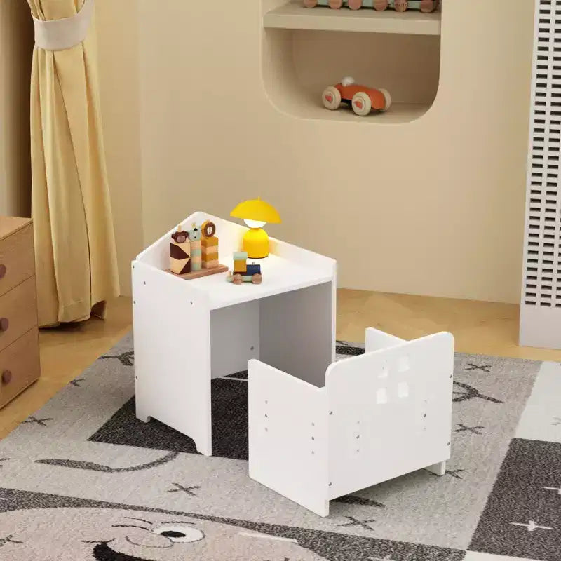 Table et chaise de sevrage Montessori Whisen Kids avec tableau noir et 3 hauteurs réglables pour enfants de 1 à 3 ans - Blanc