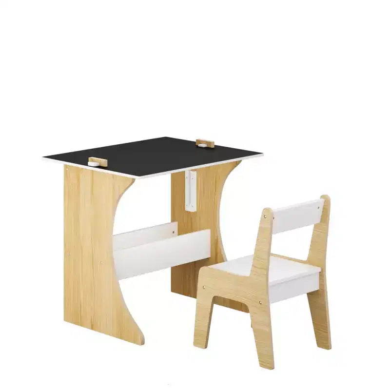 Ensemble table pour enfants Whisen avec une chaise, table d'étude multifonctionnelle en bois pour enfants - plateau convertible - Blanc