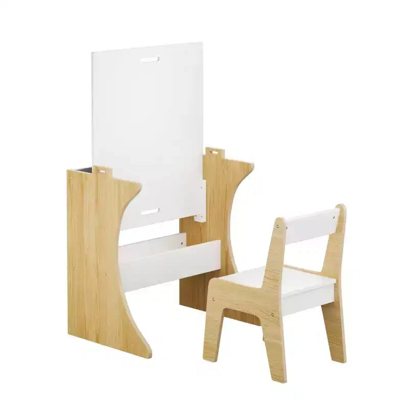 Ensemble table pour enfants Whisen avec une chaise, table d'étude multifonctionnelle en bois pour enfants - plateau convertible - Blanc