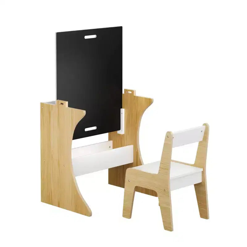 Ensemble table pour enfants Whisen avec une chaise, table d'étude multifonctionnelle en bois pour enfants - plateau convertible - Blanc