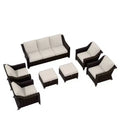 UPTIOT 7-Piece Rattan Wicker Patio Conversation Set