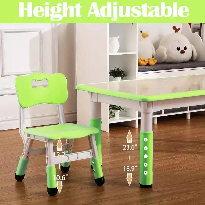 Table et 6 chaises pour enfants, table et 6 chaises pour tout-petits réglables en hauteur pour les 2-10 ans pour les activités manuelles et l'étude, plateau de table graffiti, pieds antidérapants