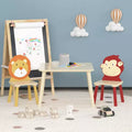 JVNOXK-Kids Table and 2 Chairs Set, 3 Pieces Toddler Table and Chair Set, Wooden Activity Play Table Set (Lion&Monkey)