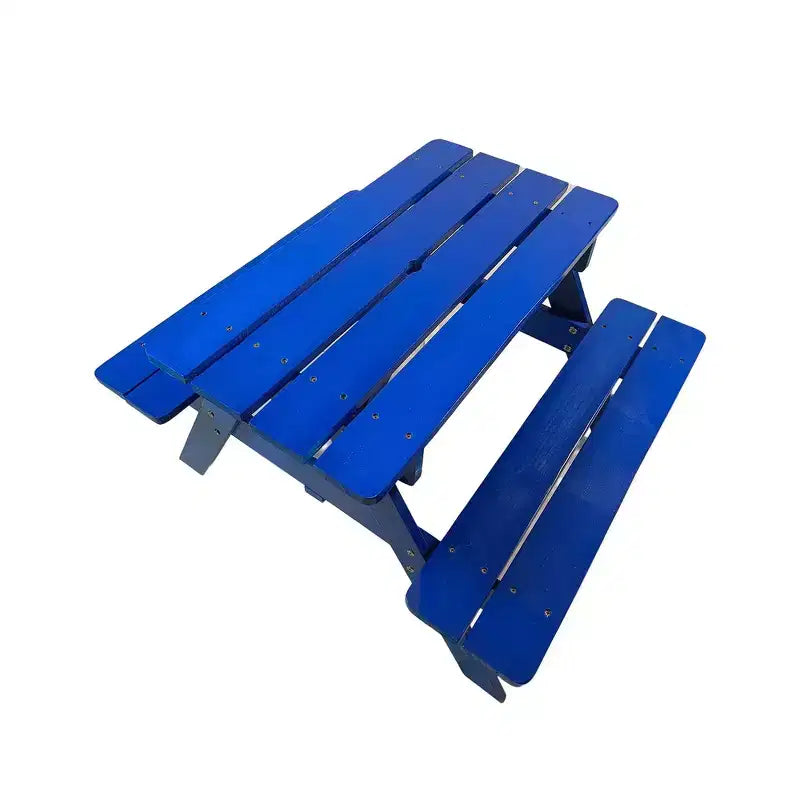 Ensemble table et chaises pour enfants Whisen, en bois massif naturel, facile à nettoyer, multifonctionnel pour le jeu, l'étude et l'extérieur - Bleu