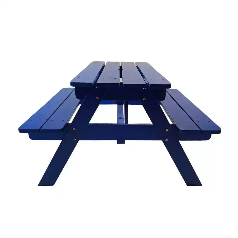 Ensemble table et chaises pour enfants Whisen, en bois massif naturel, facile à nettoyer, multifonctionnel pour le jeu, l'étude et l'extérieur - Bleu