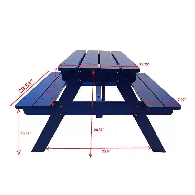 Ensemble table et chaises pour enfants Whisen, en bois massif naturel, facile à nettoyer, multifonctionnel pour le jeu, l'étude et l'extérieur - Bleu