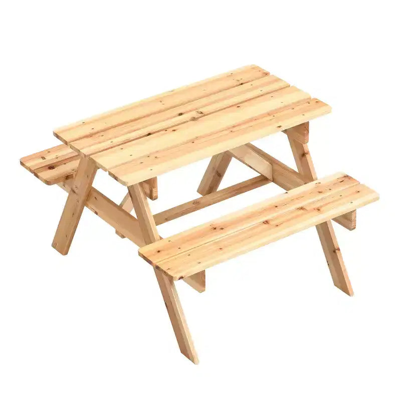 Ensemble table et chaises en bois massif durable pour enfants Whisen, surface facile à nettoyer, merveilleux cadeau pour les enfants - Naturel
