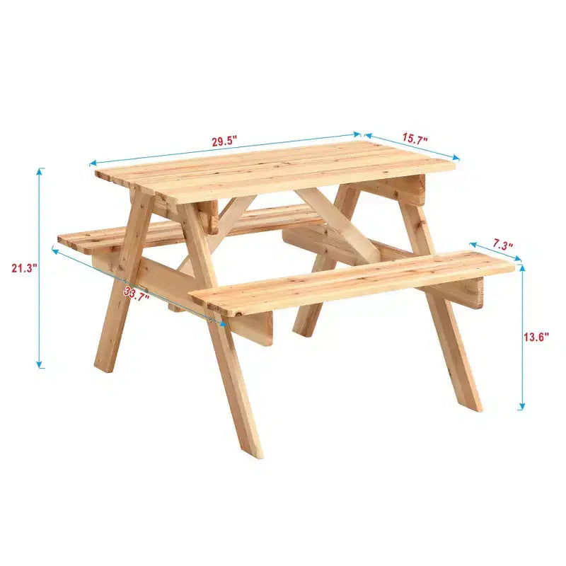 Ensemble table et chaises en bois massif durable pour enfants Whisen, surface facile à nettoyer, merveilleux cadeau pour les enfants - Naturel