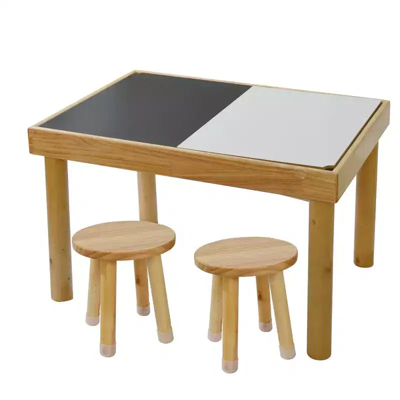 Ensemble table et chaises pour tout-petits Whisen, seaux pliables, surface lisse et facile à nettoyer, assemblage facile pour jeux intérieurs/extérieurs - Bois
