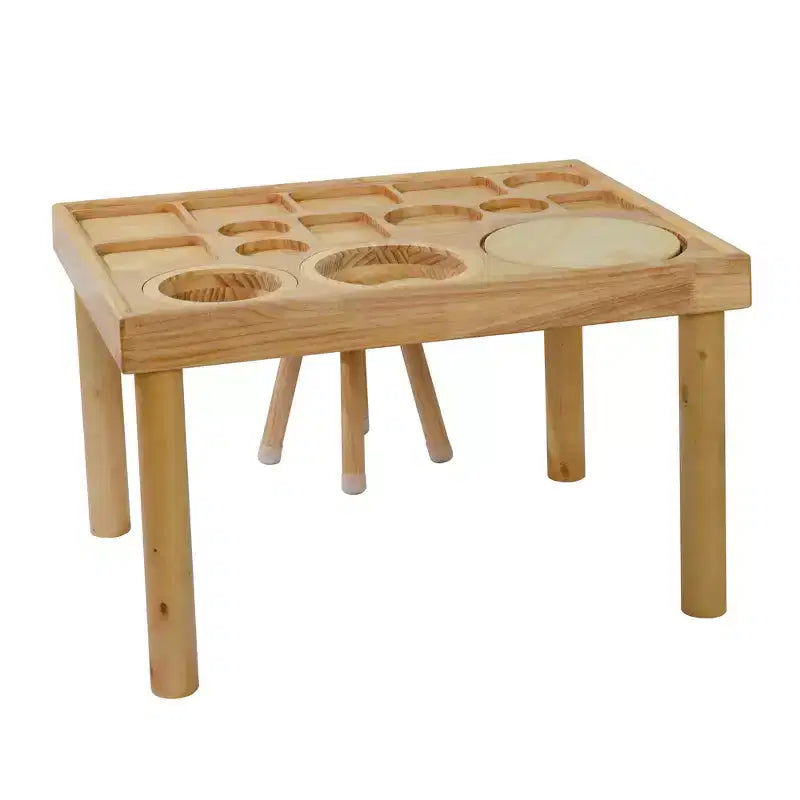Ensemble table et chaises pour tout-petits Whisen, seaux pliables, surface lisse et facile à nettoyer, assemblage facile pour jeux intérieurs/extérieurs - Bois