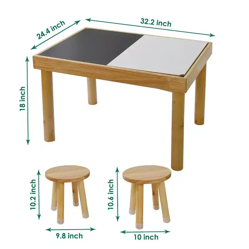 Ensemble table et chaises pour tout-petits Whisen, seaux pliables, surface lisse et facile à nettoyer, assemblage facile pour jeux intérieurs/extérieurs - Bois