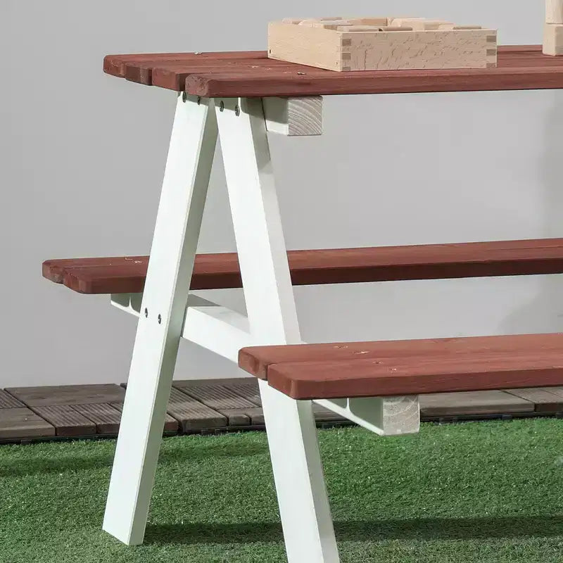 Ensemble Table de Pique-nique Whisen Kids, Table et Banc en Bois, Cadeau pour Enfants de 3 à 8 Ans - Marron