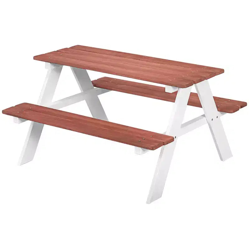Ensemble Table de Pique-nique Whisen Kids, Table et Banc en Bois, Cadeau pour Enfants de 3 à 8 Ans - Marron