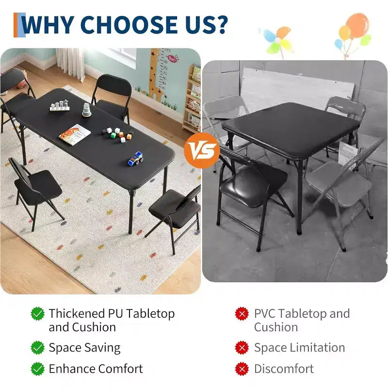 Ensemble table et 2 chaises pliantes pour enfants, table et chaise portables avec coussin souple en PU, pour garderies et salles de classe, ensemble table et chaises d'activités pour enfants
