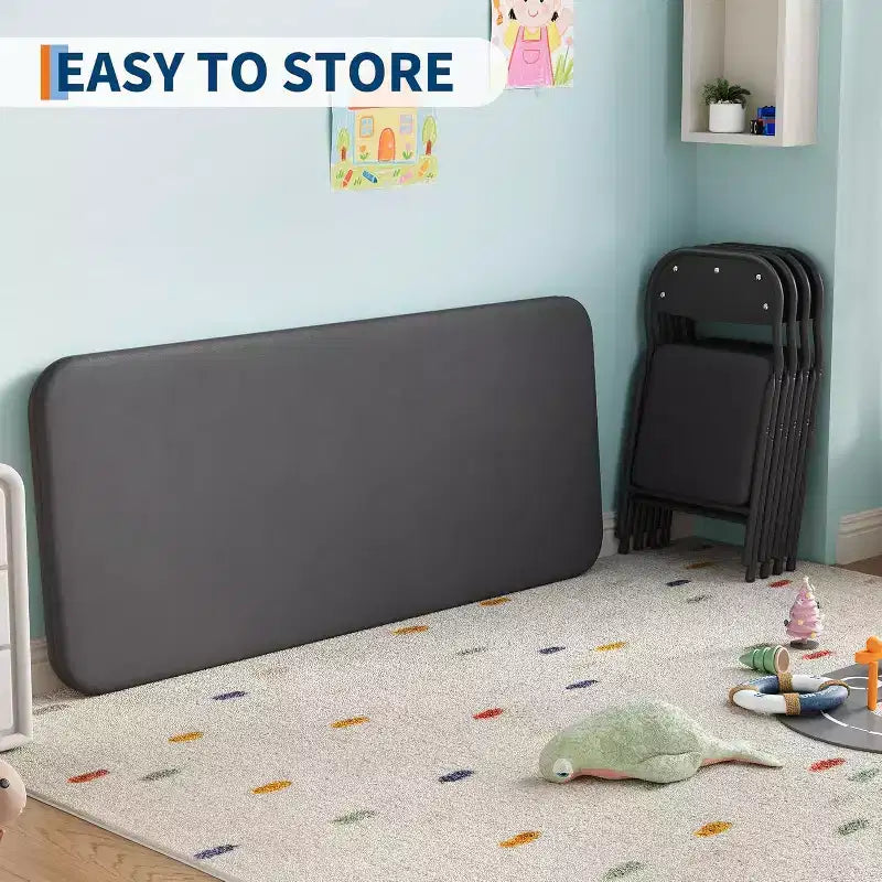Ensemble table et 2 chaises pliantes pour enfants, table et chaise portables avec coussin souple en PU, pour garderies et salles de classe, ensemble table et chaises d'activités pour enfants